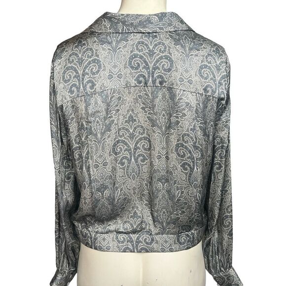 Drew Blouse Medium Paisley Viscose Buttondown Tie Front M - Picture 3 of 5